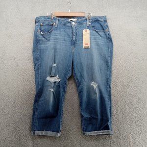 Levis Jeans Womens 24 Blue Boyfriend Hypersoft Boyfriend Distressed‎ Tapered Leg